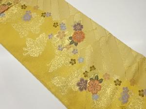 蝶に花々・荒波模様織出し袋帯